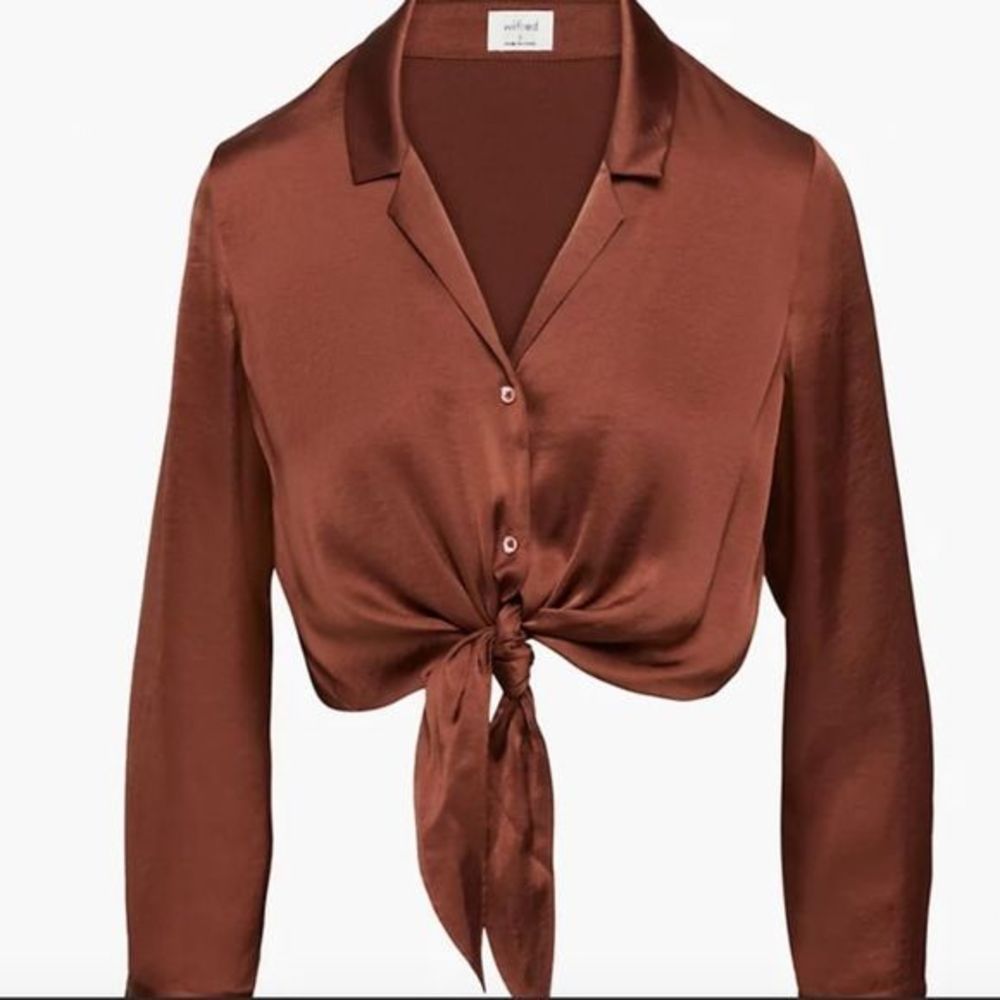 Wilfred Chocolate Brown Tie-Front Blouse - Picture 1 of 6
